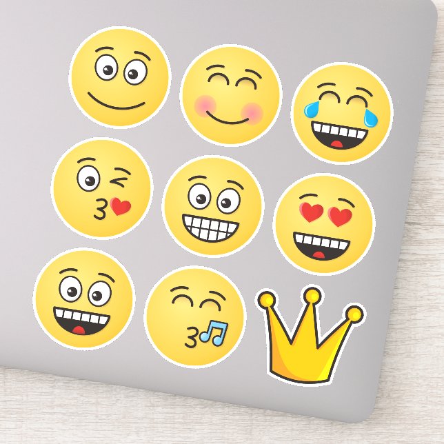 Acht Emojis und eine Krone Aufkleber (Detail)