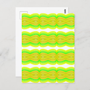 Acht farbige, grün und gelb gezeichnete Flachmuste Postkarte