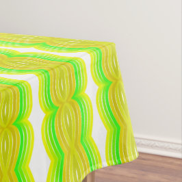 Acht farbige, grün und gelb gezeichnete Flachmuste Tischdecke