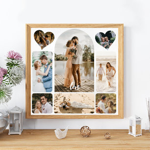 Acht Foto Collage Couple Wedding Eintritt Zeichen Poster