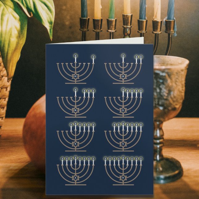 Acht Hanukkah Nights - Urlaubskarte Feiertagskarte (Von Creator hochgeladen)