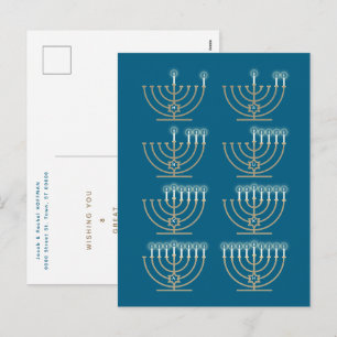 Acht Hanukkah Nights - Urlaubskarte Feiertagspostkarte