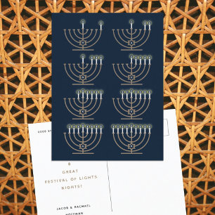 Acht Hanukkah Nights - Urlaubskarte Feiertagspostkarte
