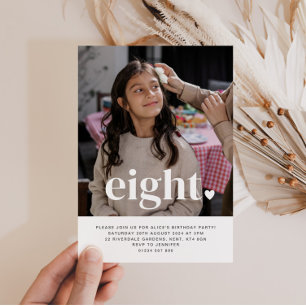 Acht Herz Foto Erstgeburtstag Einladung