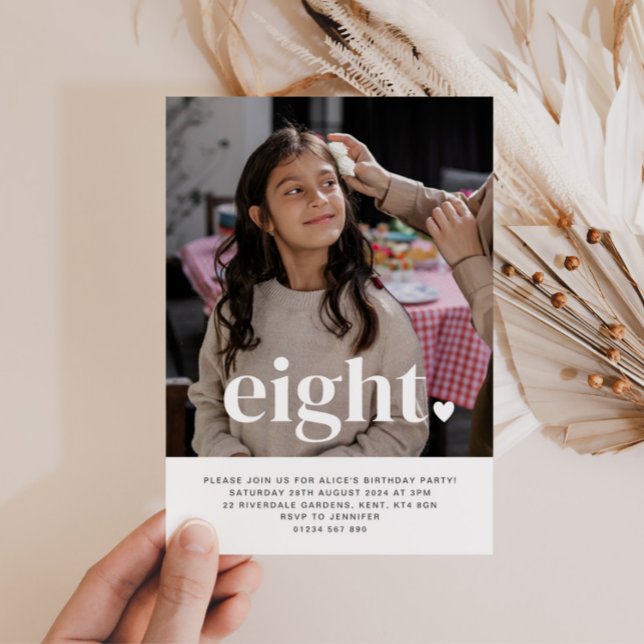 Acht Herz Foto Erstgeburtstag Einladung (Von Creator hochgeladen)
