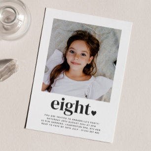 Acht Herz - Square Foto Geburtstagsfeier Einladung