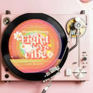 Acht ist ein Vibe Groovy Retro Vinyl 8. Groovy Einladung