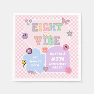 Acht ist ein Vibe Preppy Patch 8. Geburtstagsparty Serviette