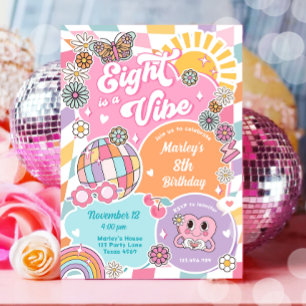 Acht ist ein Vibe Retro Preppy Varsity Birthday Einladung