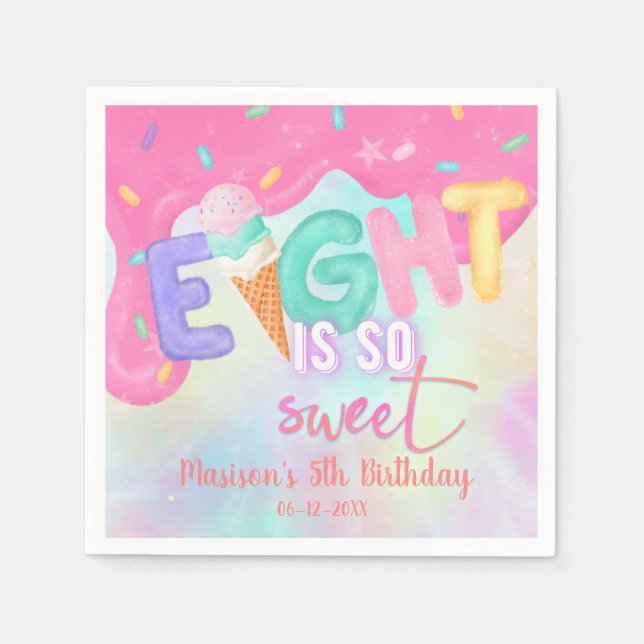 Acht ist so süß rosa Zuckerguss Napkins Serviette (Vorderseite)