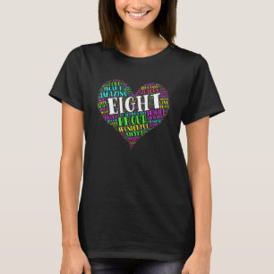 Acht Jahre alt 8. Geburtstag Herztypografie T-Shirt