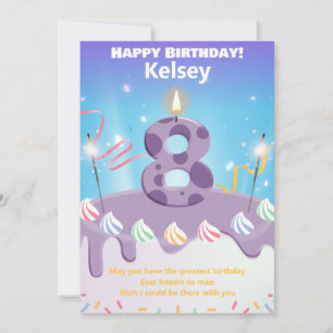 Acht Jahre alt Happy Birthday Card personalisiert