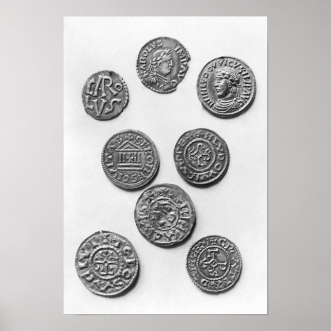 Acht karolingische Münzen Poster (Vorne)