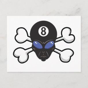 Acht-Kugel-Alien Totenkopf Postkarte