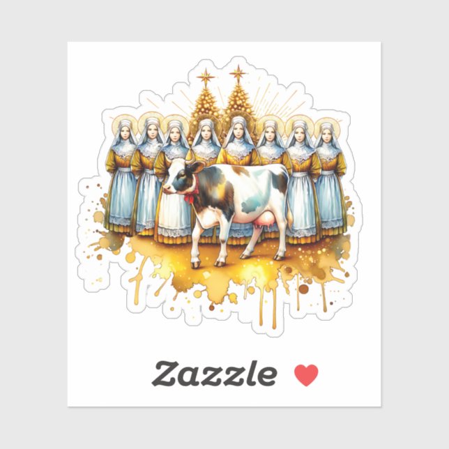 Acht Maid a Milking | Zwölf Tage Weihnachten Aufkleber (Blatt)