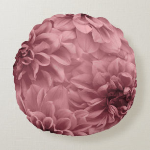 Acht Mauve Dahlias Floral Cluster Rundes Kissen