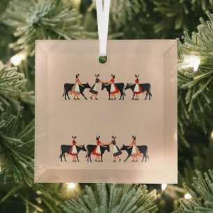 Acht Melkmägde-Milchkühe Ornament Aus Glas