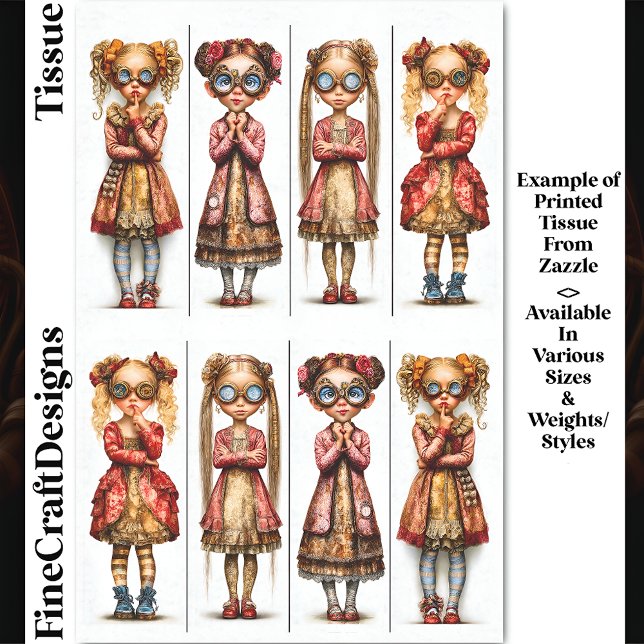 Acht Niedliche Steampunk-Girls DV3B Decoupage Seidenpapier (Von Creator hochgeladen)