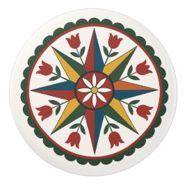 Acht-Pt Star Blume Pennsylvania Dutch Hex Knob Keramikknauf