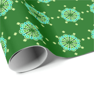 Acht Punkte Mandala, Dark Jade Green und Aqua Geschenkpapier