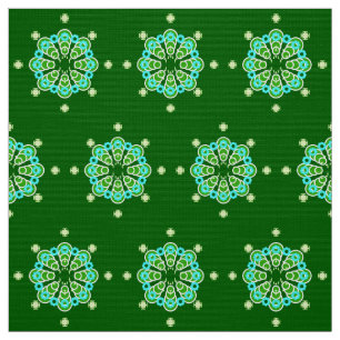 Acht Punkte Mandala, Dark Jade Green und Aqua Stoff