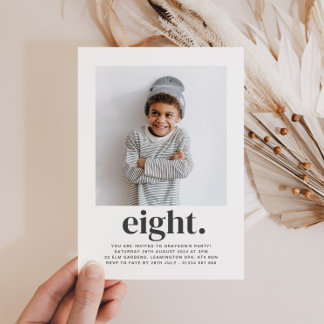Acht Square Foto Erster Geburtstag Einladung