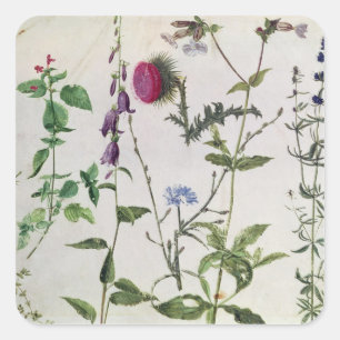 Acht Studien der wilden Blumen Quadratischer Aufkleber