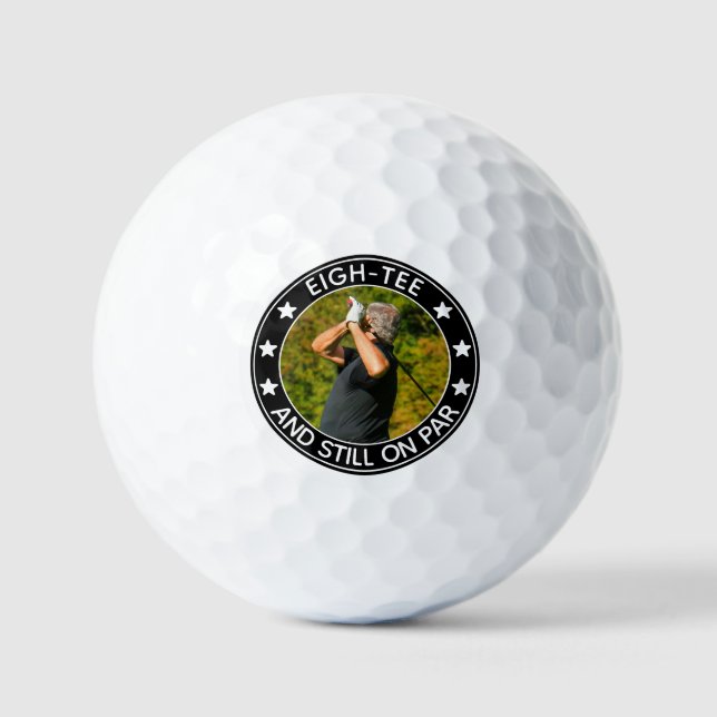 Acht-t & Still auf Par Personalisiert 80. Geburtst Golfball (Vorderseite)