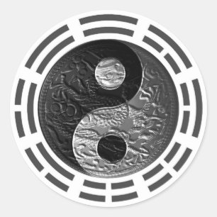 Acht Trigramme Yin Yang geprägter Drache Runder Aufkleber