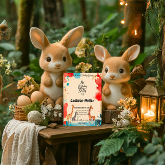 Acht und Gefühl Grosser 8. Geburtstag Rot und Blau Einladung