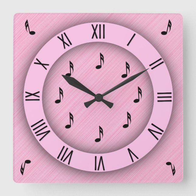 Achte Anmerkungen rosa Quadratische Wanduhr (Vorderseite)