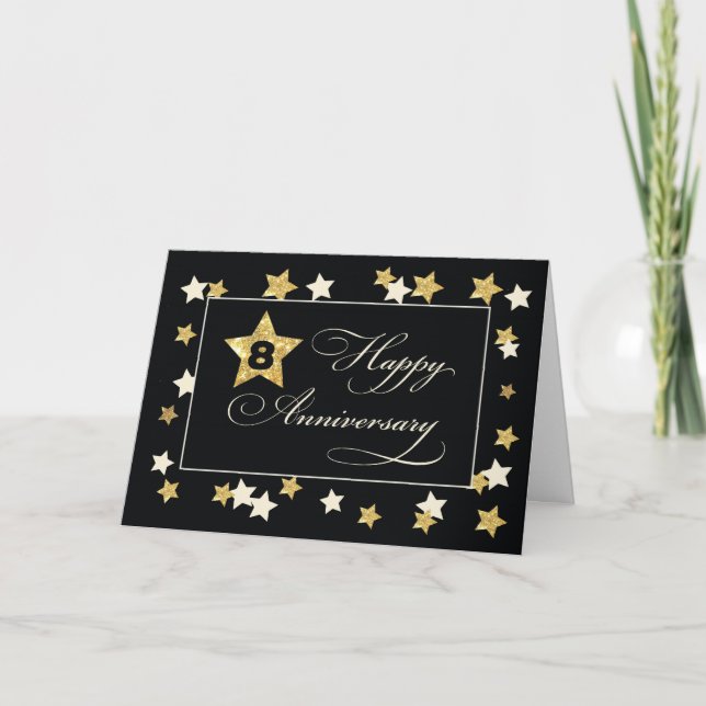 Achte Anniversary Black Gold Effekt Star Karte (Vorderseite)