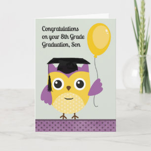 Achte Grade Abschluss Card for Son with Owl Karte