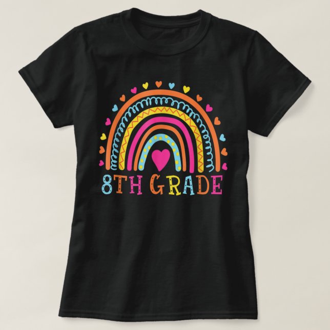 Achte Klasse Lehrer Leopard Regenbogen Achte Klass T-Shirt (Design vorne)