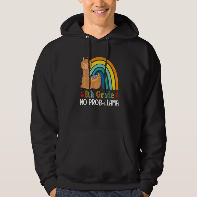 Achte Klasse No Prob Llama Achte Klasse Teamlehrer Hoodie (Vorderseite)