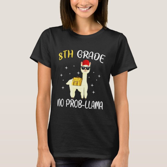Achte Klasse No Prob Llama Zurück zur Schule T-Shirt (Vorderseite)