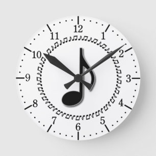 Achte Note Music Design Runde Wanduhr