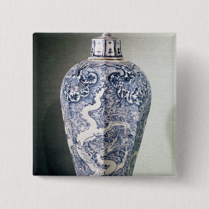 Achteckiger "Mei- P'ing" Vase mit Weiß Button