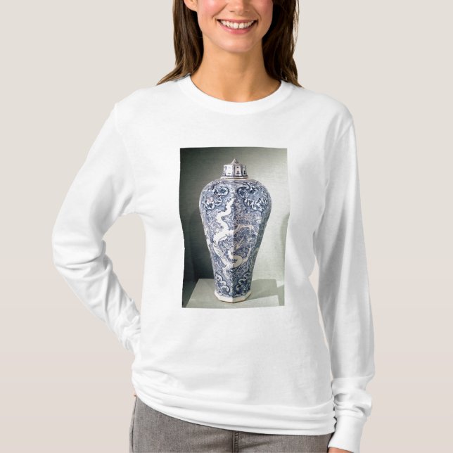 Achteckiger "Mei- P'ing" Vase mit Weiß T-Shirt (Vorderseite)