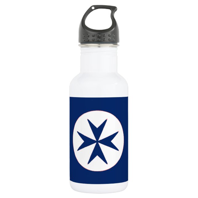 Achteckkreuz BLAU CORSAIR Edelstahlflasche (Vorderseite)