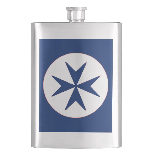 Achteckkreuz BLAU CORSAIR Flachmann (Vorderseite)