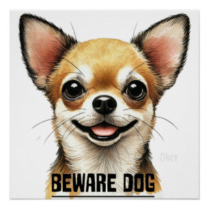 Achten Sie auf glücklichen Chihuahua-Hund Poster