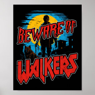 Achten Sie auf Walker Gruseliger Zombie-Hunde-Spaz Poster
