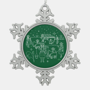 ACHTER TAG von WEIHNACHTEN/von Schneeflocken Zinn-Ornament