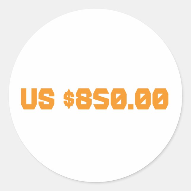 Achthundertfünfzig Dollar Runder Aufkleber (Vorderseite)