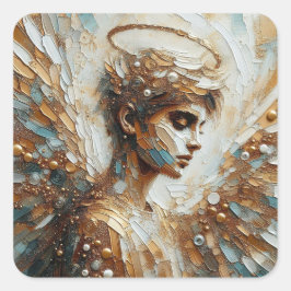 Achtsamer Engel - Angel Series Art Collection Quadratischer Aufkleber