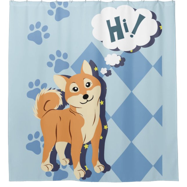 Achtsamer Shiba Inu Duschvorhang (Vorderseite)