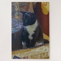 Achtsamer Tuxedo Cat Jigsaw Puzzle