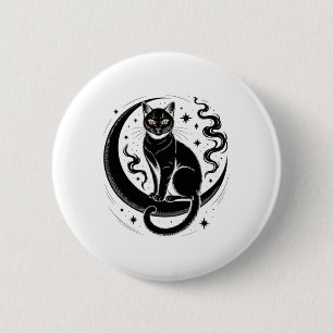 Achtsames Katze Lotusblume Yoga Spiritualität Tee Button