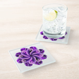 Achtsamkeit Mandala Design Glass Untersetzer